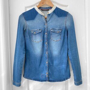 🎬✨Umbrella Academy - Zara Trafaluc Denim Button Down Shirt Light Wash Jacket S